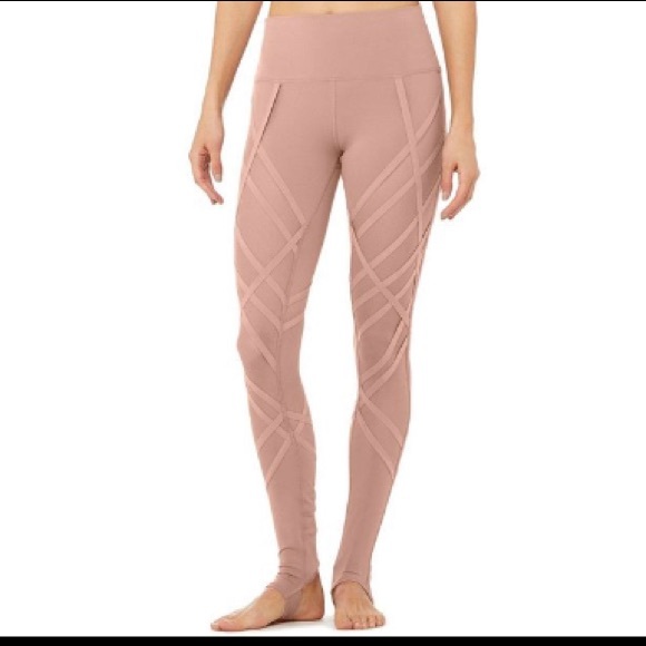 ALO Yoga Pants - ALO Yoga dusty pink high waist strapped leg stirrup leggings